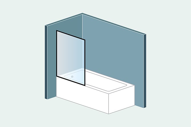 Просмотреть Одностворчатая неподвижная шторка для ванной из стекла  1500*500